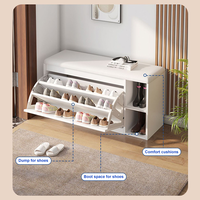 Banc à chaussures moderne en bois avec assise souple, en MDF, pivotant et réglable, robuste, avec rangement pour chaussures, meuble de salon.