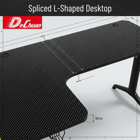 Bureau d'ordinateur en forme de L avec éclairage RGB alimenté par USB, table de jeu avec porte-gobelet