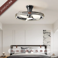 Ventilateur de plafond LED design nordique moderne de 21 pouces, 6 vitesses, télécommande, contrôle intelligent par application, pour chambre à coucher, fabriqué en Chine