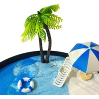 Mini jardin zen de plage, kit Japandi avec râteau en bambou, pierres de sable, panneau mobile pour la décoration de bureau et le soulagement du stress