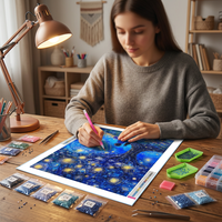 Peinture Diamant 5D à Pointillage Complet, Motif Nuit Étoilée, Arbre Magique, Fille, Chat, Paysage au Clair de Lune, Kit d'Art DIY pour Décoration Murale