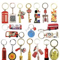 Ensemble de porte-clés en métal souvenir de Londres, Union Jack, bus, Big Ben, cabine téléphonique, porte-clés, cadeau de voyage au Royaume-Uni