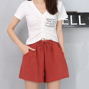 Nuovo arrivo pantaloncini Casual Casual in cotone e <span class=keywords><strong>lino</strong></span> da <span class=keywords><strong>donna</strong></span> - Product Image 6