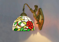 Applique murale LED en verre teinté de 8 pouces, design fleurs et feuilles, luminaire pour salon, escalier, couloir, chambre à coucher