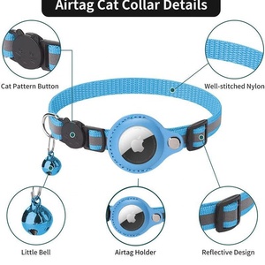 Collar de gato para viajes al aire libre con logotipo personalizado, tira reflectante, soporte Airtag, campana, Collar ajustable con hebilla separable para seguridad - Product Image 2