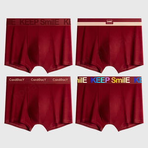 Calzoncillos bóxer para hombre, ropa interior de algodón rojo de pierna corta, brillante, cómodo, para Festival de bodas, ropa interior de diseñador de algodón para hombre, venta al por mayor - Product Image 3