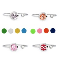 Bracelet diffuseur de parfum unisexe en acier inoxydable 316 plaqué or avec zircon, bijou d'aromathérapie pour femme