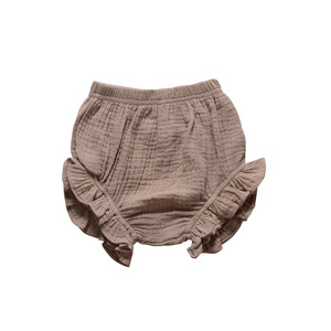 Boutique : Nouveau Culotte Bébé en Mousseline Couleur Unie avec Volants et Taille Haute pour l'Été - Product Image 3