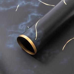 57*57 см оптовая продажа с фабрики Корейская бумага мрамор цветок оберточная бумага букет оберточная бумага с золотым краем - Product Image 5