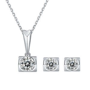 Ensemble de bijoux pour femmes, boucles d'oreilles et collier S925 <span class=keywords><strong>Kiss</strong></span> of Angel, diamant cultivé en laboratoire de 1 à 3 carats, qualité VVS - Product Image 6