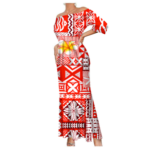 Impression à la demande Palaka <span class=keywords><strong>tatouage</strong></span> polynésien Puletasi Samoa Ptaha grande taille épaules dénudées femmes hauts et jupes sirène 2 pièces ensemble - Product Image 2