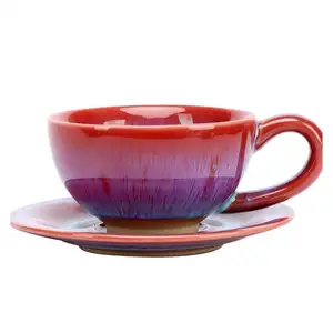 2024 Colorful Ceramic Couple Design Mugs Set Porcelain Espresso Coffee Cup and Saucer
