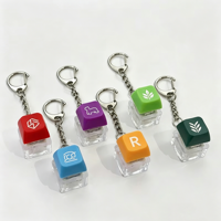 Porte-clés sonore personnalisé en acrylique transparent, motifs ange, animal, fruit, avec capuchon de clavier fidget, clicker et LED, jouet anti-stress