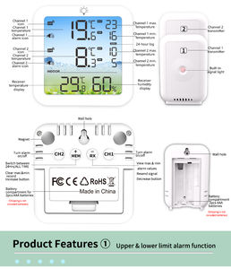 Ev kullanımı için Max/Min sıcaklık uyarısı ile dijital LCD ekran çift sensörler kablosuz buzdolabı ve dondurucu termometre - Product Image 4