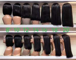 Extensions de cheveux noirs raides BOB, taille 13x4, densité 200% - Product Image 1