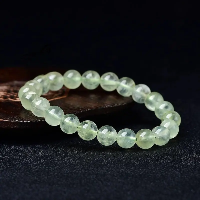 Braccialetto di perle elastiche rotonde alla moda fatto a mano braccialetto di preghiera elasticizzato 7mm 8mm 9mm braccialetto naturale Prehnite