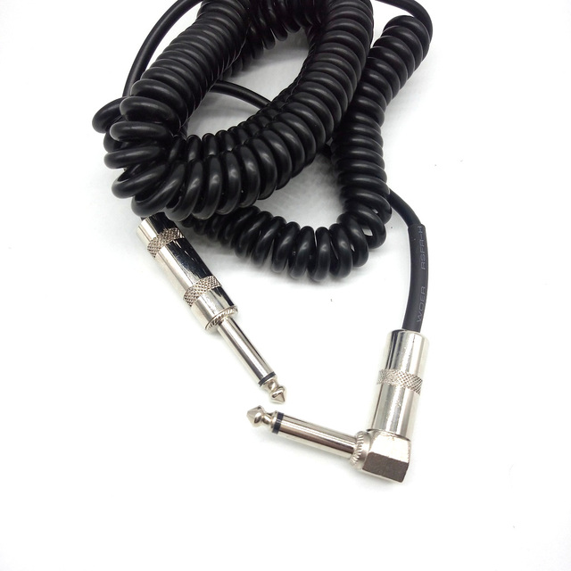 6.35mm Mono Phone Jack Instrument Coiled Curly Cord Cable for Guitar Bass