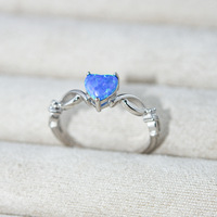 Nouveau S925 argent blanc opale en forme de coeur bague transfrontalière Offre Spéciale mode femmes pierres précieuses opale vague anneau pour les femmes