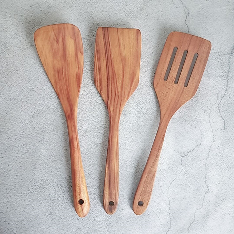 Wooden Kitchen Utensils Set Non-stick Pan Gift Wooden Spoons for Cooking Utensils Natural Teak Wooden Spoons