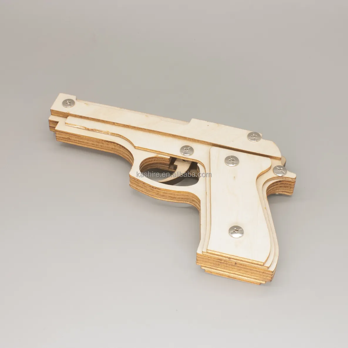 Pistola de juguete de madera para niños, banda de goma 3D de corte láser, modelo DIY