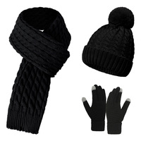 Nouvel ensemble trois pièces unisexe personnalisé avec logo : bonnet, écharpe et gants en tricot de Père Noël à pois pour fêtes de Noël en extérieur – Offre Spéciale