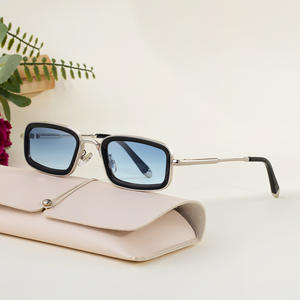 Lunettes de soleil carrées en métal gris Golden Tea pour femmes, protection UV400, pare-soleil de classe 2 WF-5G189 - Product Image 5