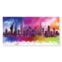 Lukisan minyak kanvas Kota New York berwarna abstrak definisi tinggi, poster dinding Nordik, dekorasi rumah, dekorasi kamar tidur anak perempuan