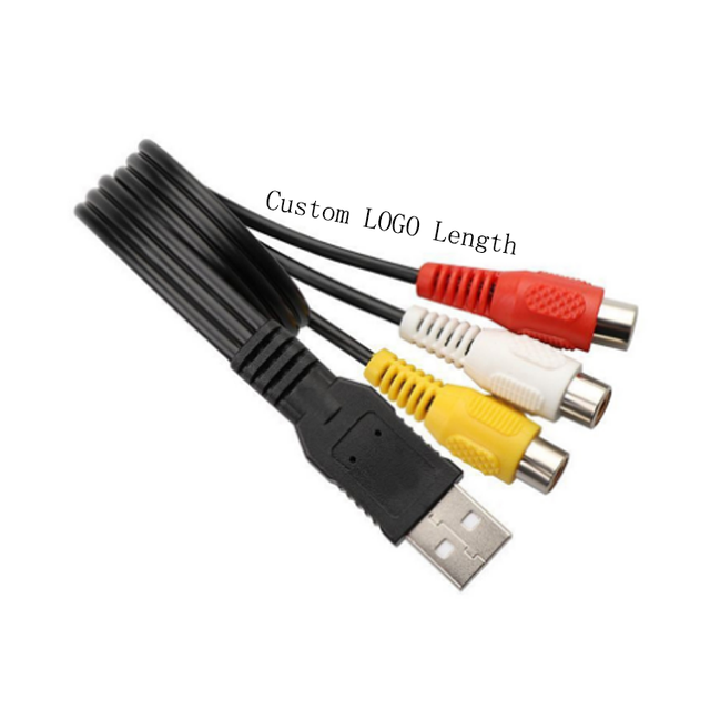USB Male to 3 RCA Female AV Audio Converter Adapter Cable Cord for HDTV TV Computer