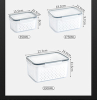 Bacs de rangement et d'égouttage pour aliments frais, grands, en plastique PP, étanches, hermétiques, amovibles, avec couvercle, pour salades et fruits