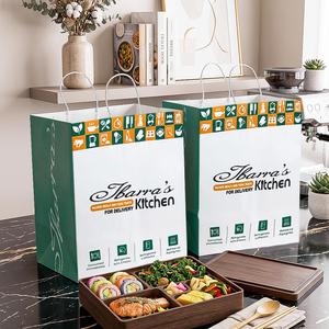 Sacs en papier kraft à poignée plate, biodégradables, recyclables, écologiques, imprimés avec un logo personnalisé, pour restaurants - Product Image 4