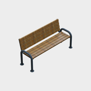 BDB Metal Outdoor <b>Wooden</b> <b>Bench</b> With Half Armrests For Patio - Product Image 3