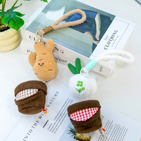 Vente en gros et au détail : Adorable porte-clés en peluche doux en forme de plante en pot (ail et gingembre) avec pot détachable, pour sac à dos
