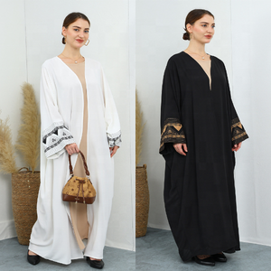 Fashionable Traditional Muslim Clothing Accessories Arabian Embroidered Outer Abaya Robe Jazz Crepe Casual Sports Hoodies Dress - Product Image 3