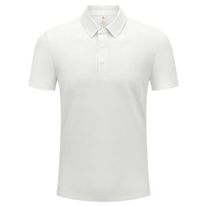 เสื้อโปโลผู้ชายสีฟ้าอ่อนสีพื้นโพลีเอสเตอร์แขนสั้นชุดทำงานสวมใส่ได้ทุกวัน - Product Image 4