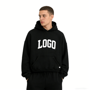 Sudadera con capucha para hombre, estilo streetwear negro, con diseño de logo, personalizada, de forro polar desgastado, oversize, de peso pesado, con cremallera y lavado ácido. - Product Image 5