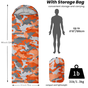 Sac de couchage d'<span class=keywords><strong>été</strong></span> unisexe confortable en coton imperméable polyester longueur standard pour adultes enfants enveloppe froide - Product Image 2