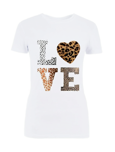 T-shirt da donna alla moda in puro cotone a maniche corte con stampa animalier, top casual per San Valentino - Product Image 1