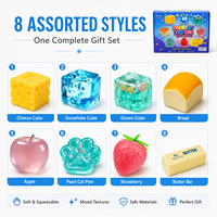 Lot de 8 jouets sensoriels souple à texture mixte et à récupération lente, en TPR et mousse PU remplie de maltose, coffret cadeau, vente en gros