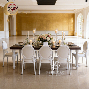 Wedding Hall White Stainless Steel Frame Modern Restaurant Dining Room Durable Glass <b>Tables</b> - Product Image 5