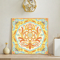 Tapis de table de poker et de mahjong de luxe pliable, motif floral mandala rétro, base jaune Majorelle, antidérapant, dos en caoutchouc absorbant les chocs