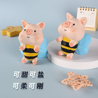 Ornement sculpté en bois abeille cochon, décoration de bureau créative et mignonne, cadeau pour stand transfrontalier