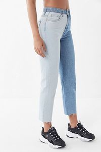 Jeans de Mezclilla de Alta Calidad para Mujer, Cintura Alta, Corte Recto, Dos Tonos, Pantalones Casuales para Damas - Product Image 5