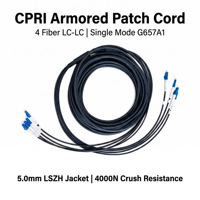 Cordon de brassage fibre optique blindé extérieur CPRI LC/UPC-LC/UPC 4 fibres monomode G657A1 5,0 mm LSZH BBU-RRU FTTA