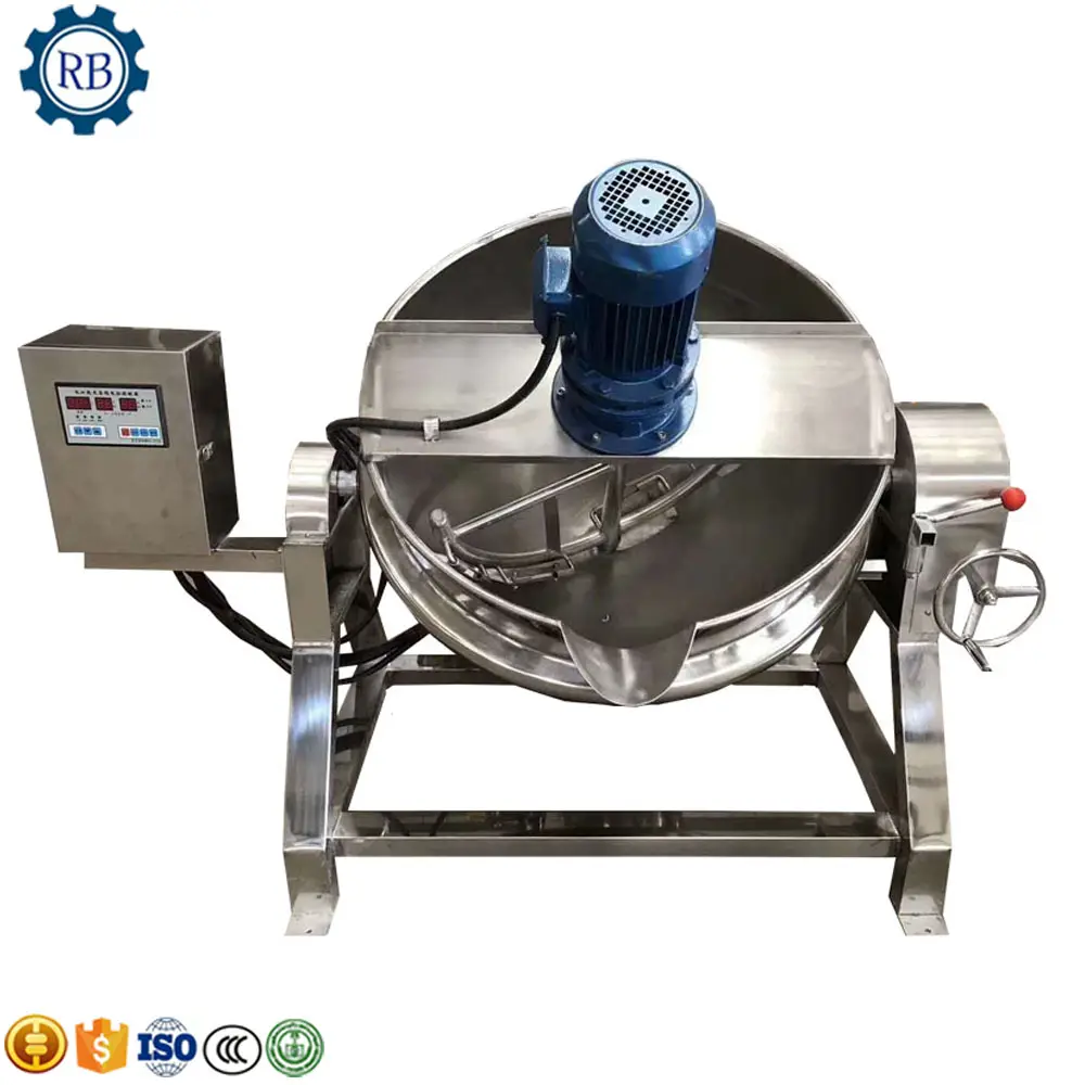 Stainless steel listrik/uap berjaket memasak ketel dengan agitator digunakan untuk selai & gula cooker