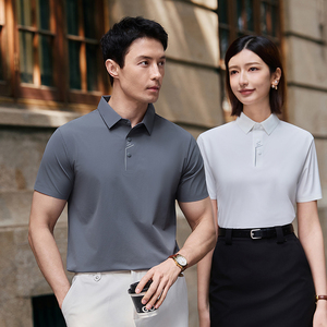 Polo d'été sans couture en soie glacée avec revers, chemise promotionnelle brodée et imprimée, chemise culturelle, tenue de travail, logo personnalisé. - Product Image 6