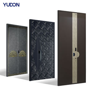 Porte d'entrée moderne de haute qualité YUDON DOOR, en aluminium coulé noir, sécurisée, anti-effraction, insonorisée, coupe-feu, pour villa, extérieur - Product Image 1
