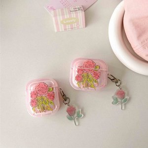 Funda para auriculares inalámbricos AirPods de 3.ª generación/Pro 2, estilo INS, con diseño de rosa rosa, anticaídas - Product Image 6