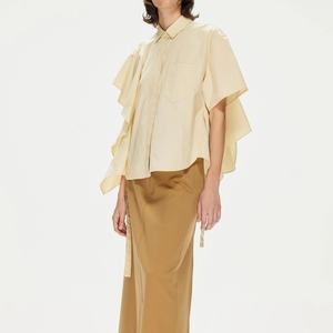 Nouveaux hauts et chemisiers asymétriques à manches courtes pour femmes, style français, élégants et sophistiqués, vente en gros - Product Image 1