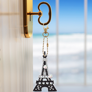 Bán Buôn Sơn Kim Cương Keychain Mèo Tháp <span class=keywords><strong>Eiffel</strong></span> Giáng Sinh Loạt Đặc Biệt Hình Pha Lê Khoan Keychain Cho Keyring Trang Trí - Product Image 3