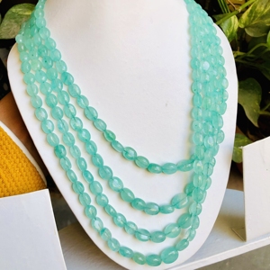 Collar DE BODA azul cielo Esmeralda rusa Natural de alta calidad, cuentas de piedras preciosas, forma ovalada de Mani, peso de 20 quilates, tamaño 8x10 9x11 - Product Image 1